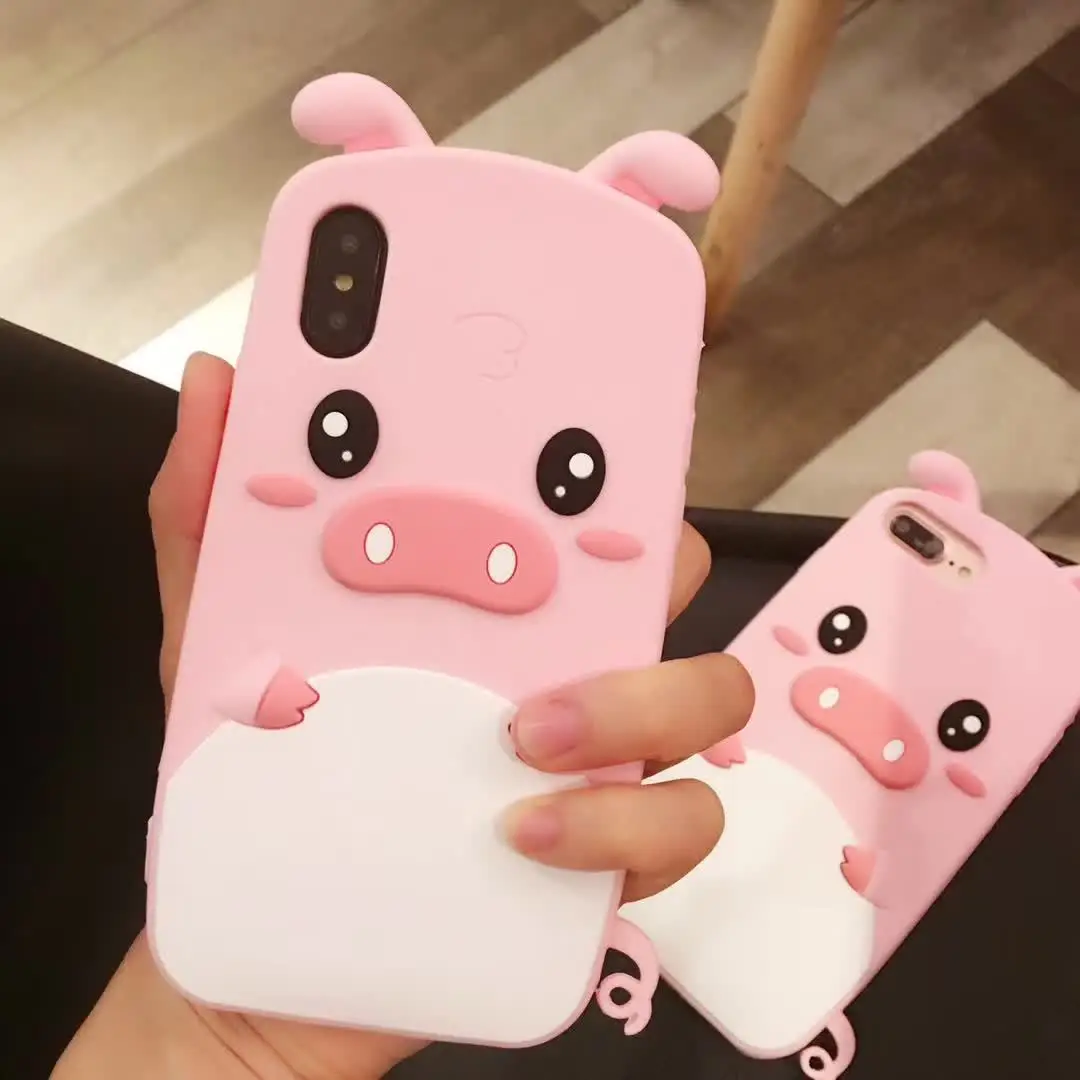 Gimfun мультяшный игровой Жидкий чехол для телефона Iphone 7 6 8 Plus Xr X Xs 11 Pro Max Блестящий Мягкий силиконовый резиновый чехол с медведем - Цвет: pig