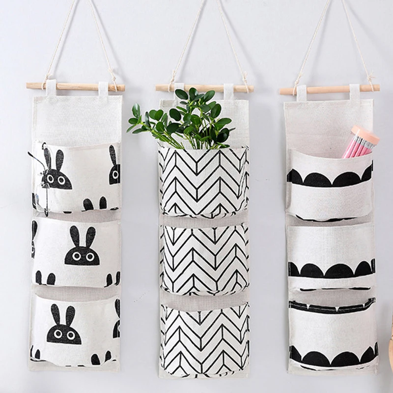 

Wall Mounted Wardrobe Organizer Sundries Storage Bag Jewelry Hanging Wall Pouch Hang Cosmetics Toys Organizer Dormitory Bedroom