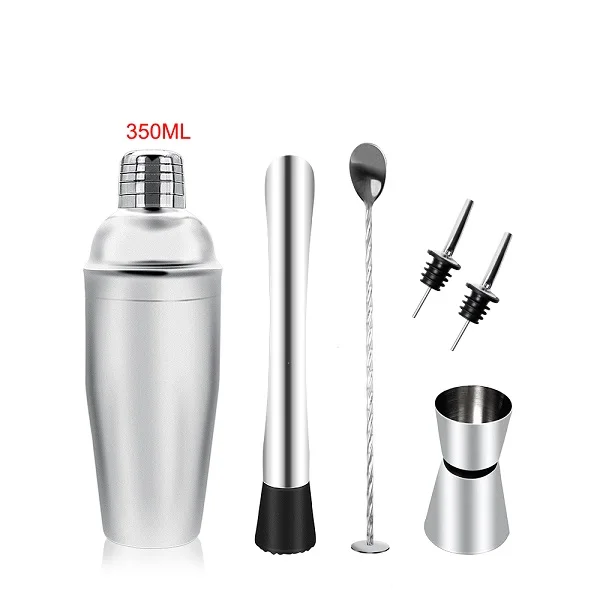 350ML 250/350/550/750 мл Нержавеющая сталь коктейльное барный шейкер набор Бостон-Шейкер для ликера вина смеситель комплект с ложкой и заливщик льда щипцы инструмент - Цвет: 350ML