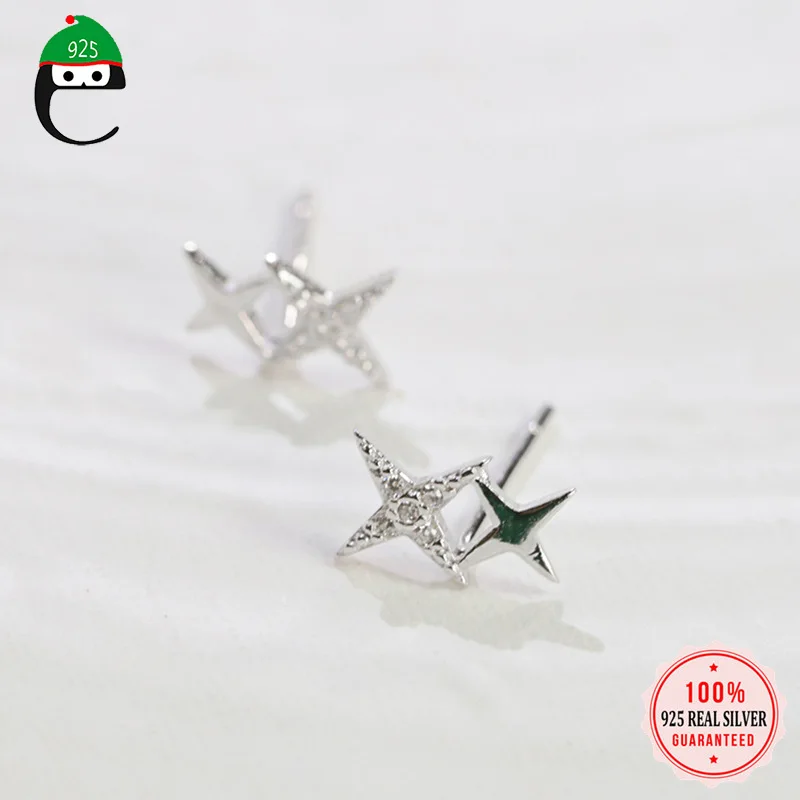 Женские серьги-гвоздики ElfoPlataSi белые из стерлингового серебра 925 пробы с двойной