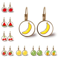 cute vibrant orange statement earrings fun fruit slice glass round drop earrings for women girls creative gift wholesale