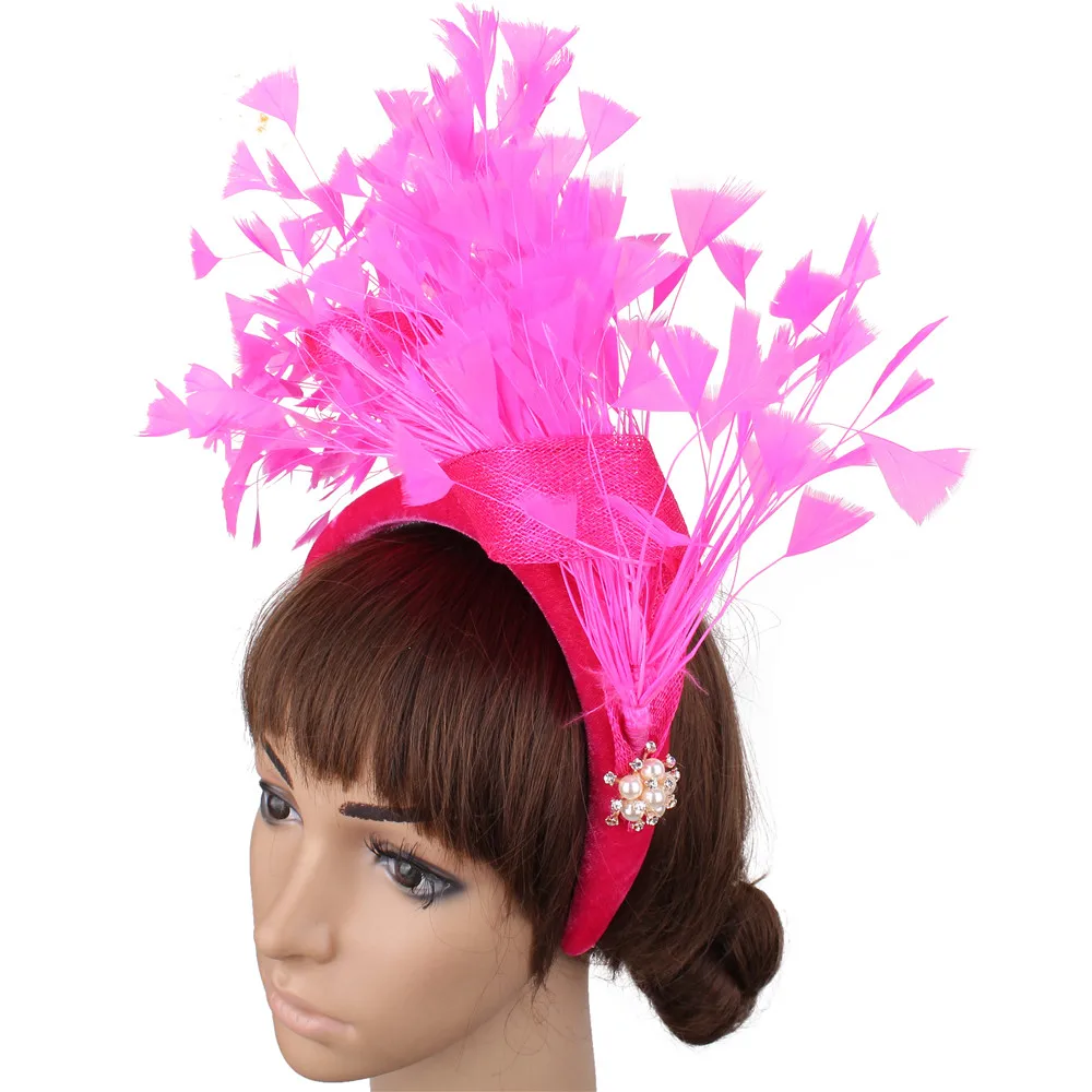 Элегантные женские шляп вечерние Свадебная повязка дамские чародейки перо