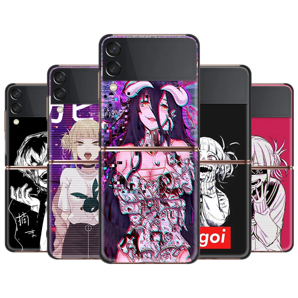 

Sad Anime Aesthetic Senpai Cover For Samsung Galaxy Z Flip 6.7" Flip3 5G Black PC Hard Phone Case Segmented Protect Coque