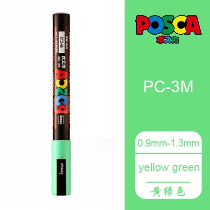 yellow-green 1 шт. UNI маркер PC-3M(POSCA) поп-плакат реклама водостойкий офис Студенческая живопись аниме ручная роспись - Цвет: yellow-green