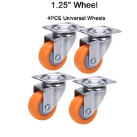 4pcs orange mini 1 25 mute wheel with brake directional wheel loading 20kg replacement swivel casters rollers wheels gf176