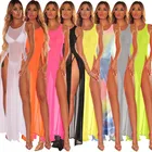 Новое оранжевое платье для плавания из трех предметов, белый сетчатый сексуальный купальник без рукавов из 3 предметов, черная накидка для женщин, неоново-серый цвет