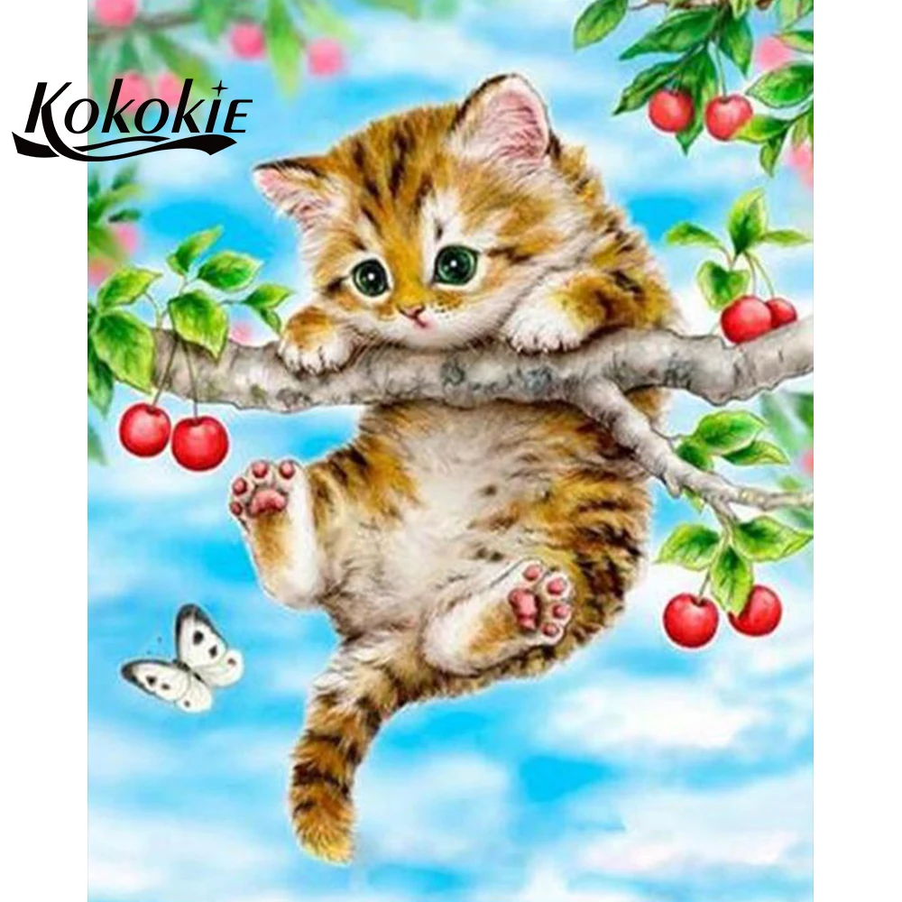 5d полноразмерная алмазная живопись полная Алмазная вышивка изображения кошки