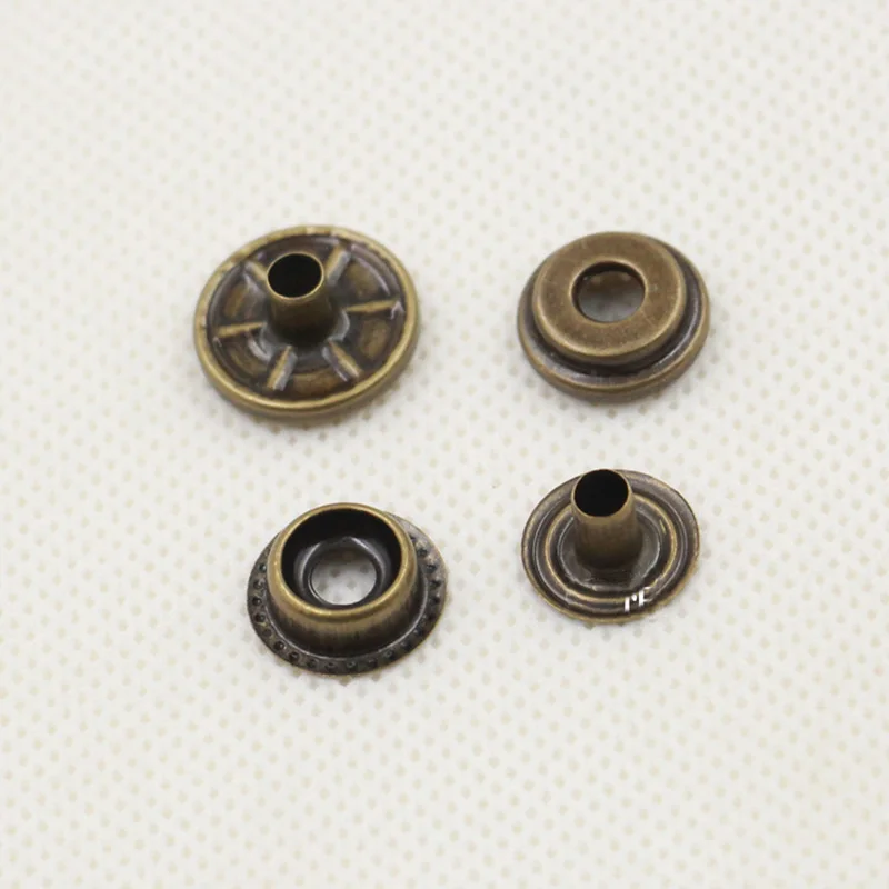 15MM metal leather stud snap buttons for jeans 100 sets of boxed gun color button four to one buttons+ repair tools set sewn | Дом и сад
