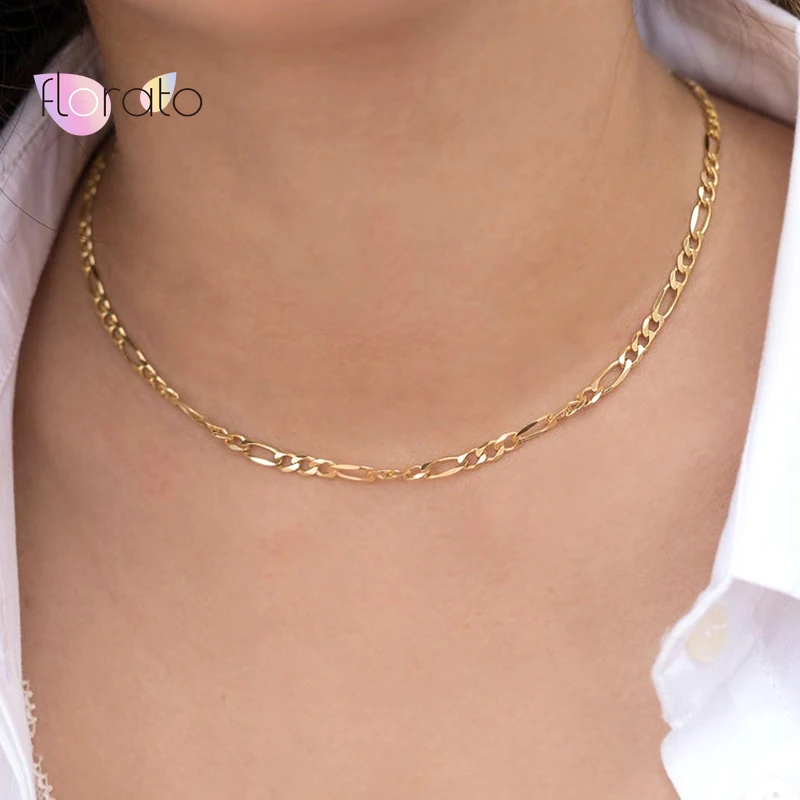 

925 Sterling Silver Figaro Chain Necklace Cuban Link Necklace Gold Silver Color Choker Necklace For Women Men Fashion Jewelry
