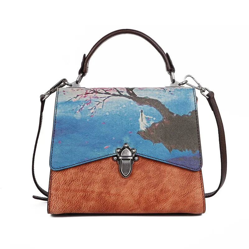 

VOLASSS Women's Handbag Genuine Leather Antiquity Design Shoulder Bags For Women 2021 Retro Crossbody Bag Ladies Handbags Female