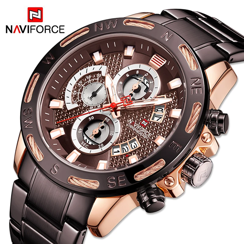 NAVIFORCE Watch for Men Quartz Relogio Masculino Luxury Luminous Wristwatches Sport Casual Gift For Men Calendar Week Display