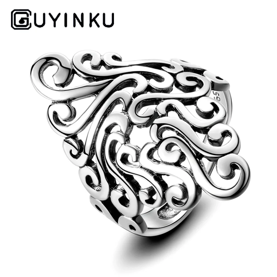 GUYINKU роскошные 925 пробы серебряные полые облачные кольца для мужчин и женщин женские ювелирные украшения вечерние подарки на годовщину