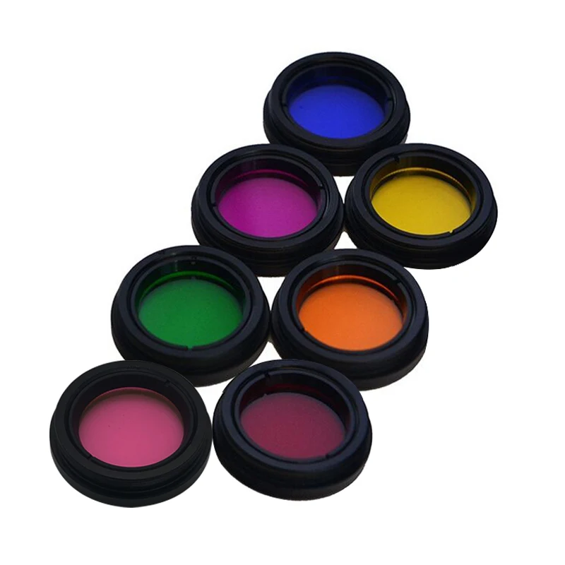1.25 Inch 7 Color Astro Filters Set for Astronomical Telescopes Ocular Lens Planets Nebula Filter SkyGlow (7 Pieces)