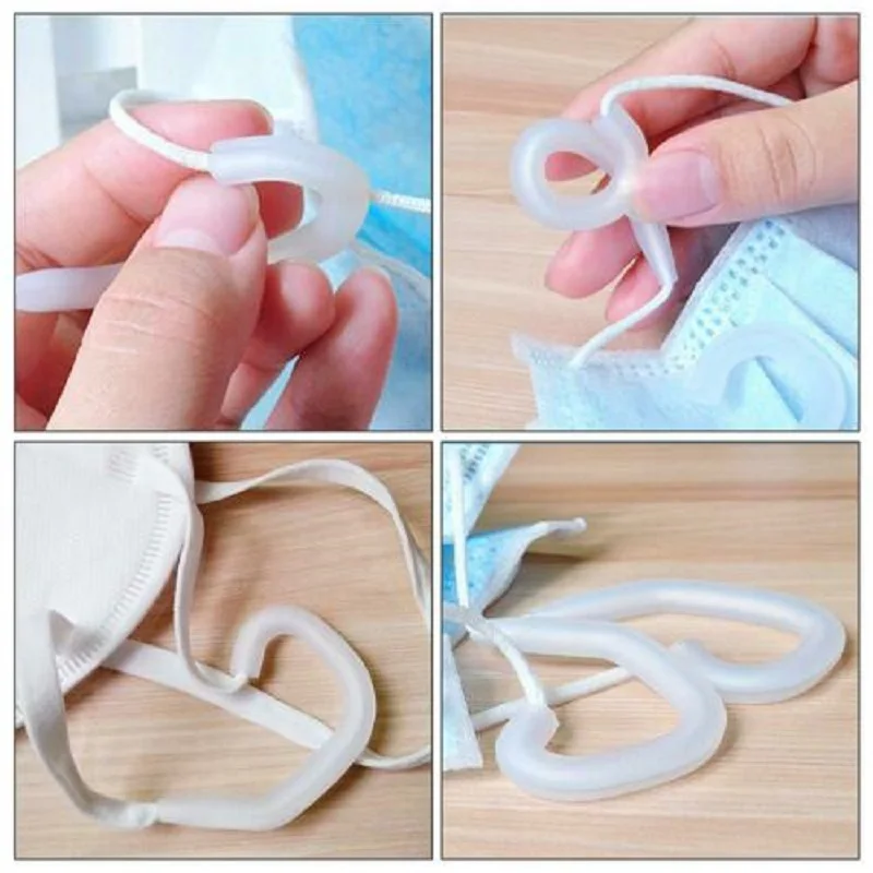 

10Pcs Silicone Face Mask Ear Hooks Cover Soft Adjustable Ear Protection Hook Anti-Pain Earbud Gel Protective Mask Accessories