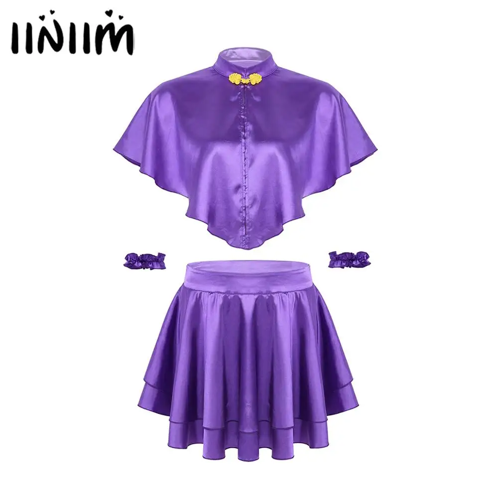 Женский вечерний костюм для косплея iiniim блестящий атласный плащ с юбкой