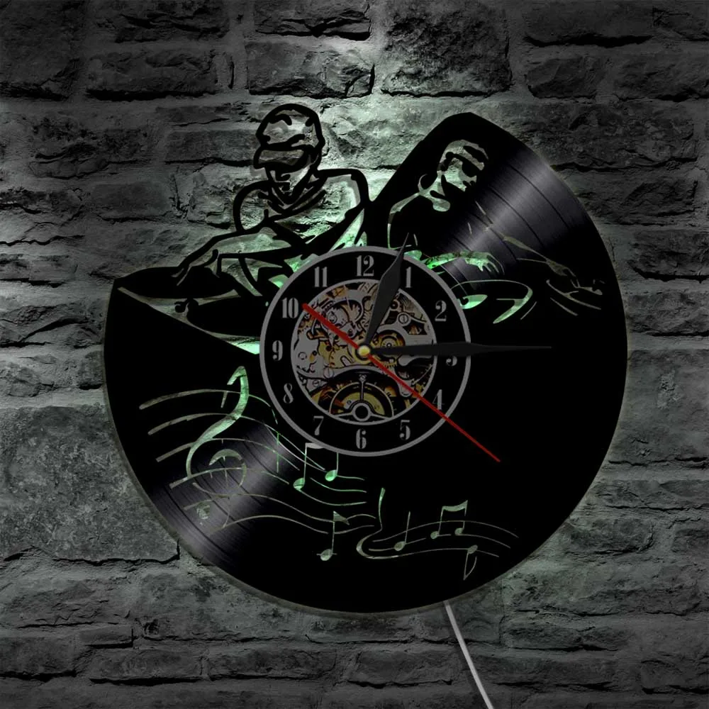 Диктофон микшер DJ настенные часы Deejay спиннинг скребок альбом Виниловая пластинка настенные часы Музыкальный клуб вечерние настенные декор художественные часы