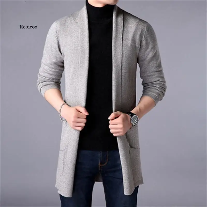 

Sweater Coats Men New Fashion Autumn Men's Slim Long Solid Color Knitted Jacket Fashion Men's Casual Sweater Cardigan Coats
