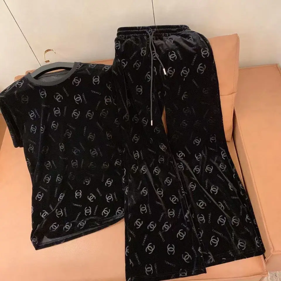 

Suit Women's Summer Oversized Slimming High Waist Wide-Legged Pants Gold Velvet Stretch Pants Straight Elastic Women's Pants