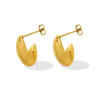 2022 simple oval open post earrings for women earrings titanium steel plated 18k gold geometric stud earring waterproof jewelry