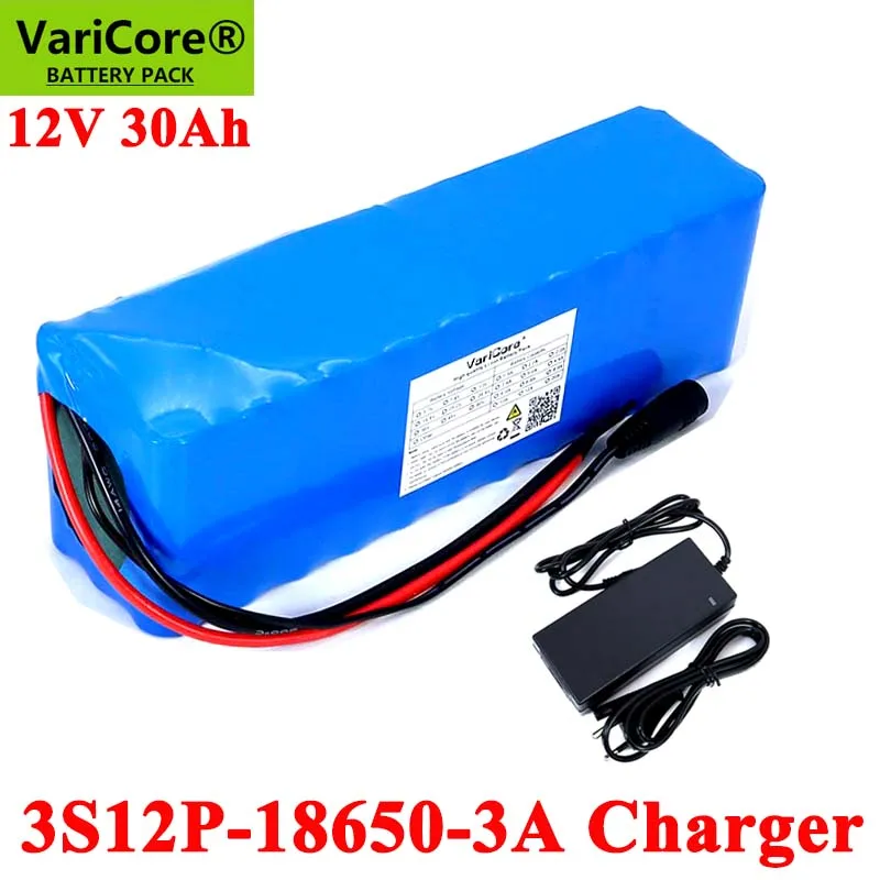 

VariCore 12V 30Ah 18650 литиевый аккумулятор 11,1 v 12,6 v 30000mah батареи для шахтерской лампы 800W электрический велосипед + зарядное устройство 3A