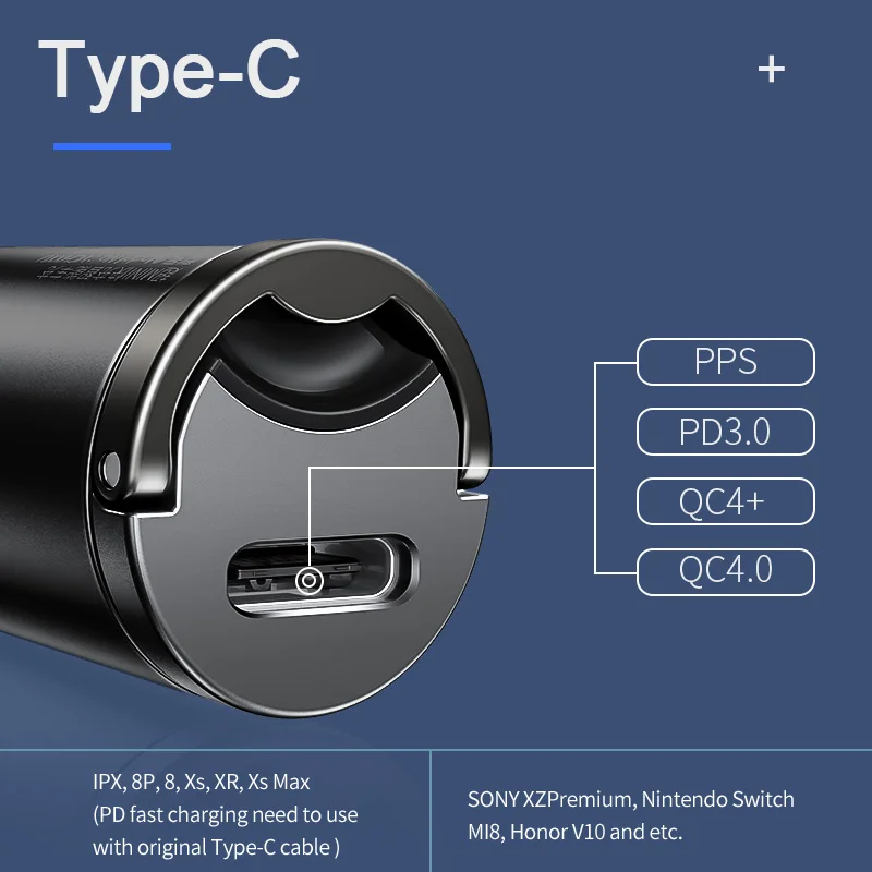 Baseus Quick Charge 4,0 3,0 USB C автомобильное зарядное устройство для huawei P30 Xiaomi Mi9 мобильный телефон QC4.0 QC3.0 type C PD 3,0 Быстрая зарядка автомобиля