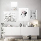 Абстрактный Одуванчик настенная живопись холст постер современный черно-белый девушка эскиз печать картина для гостиной домашний декор