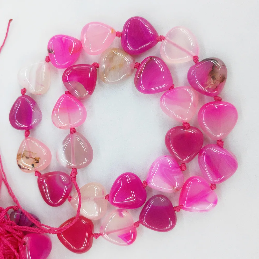 

Natural Stone Rose Red Agate Triangle Beads 8x15 Boutique Heart-shaped Agate For DIY Charm Bracelet Necklace Earring Accessories