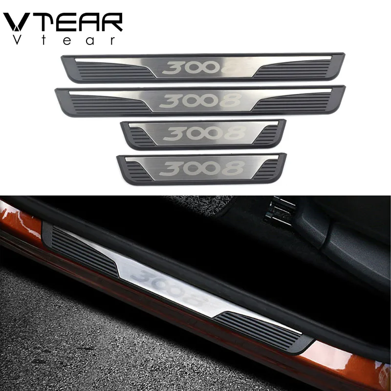 Vtear для peugeot 3008 3008GT аксессуары автомобильный порог Накладка из нержавеющей стали защитные пластины внутренние аксессуары ，автотовары，накладки на пороги