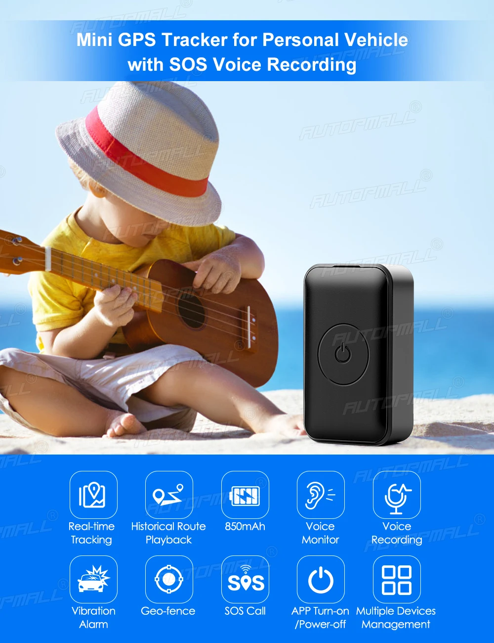 GPS-трекер G03 детский с функцией записи голоса и GPS-трекером |