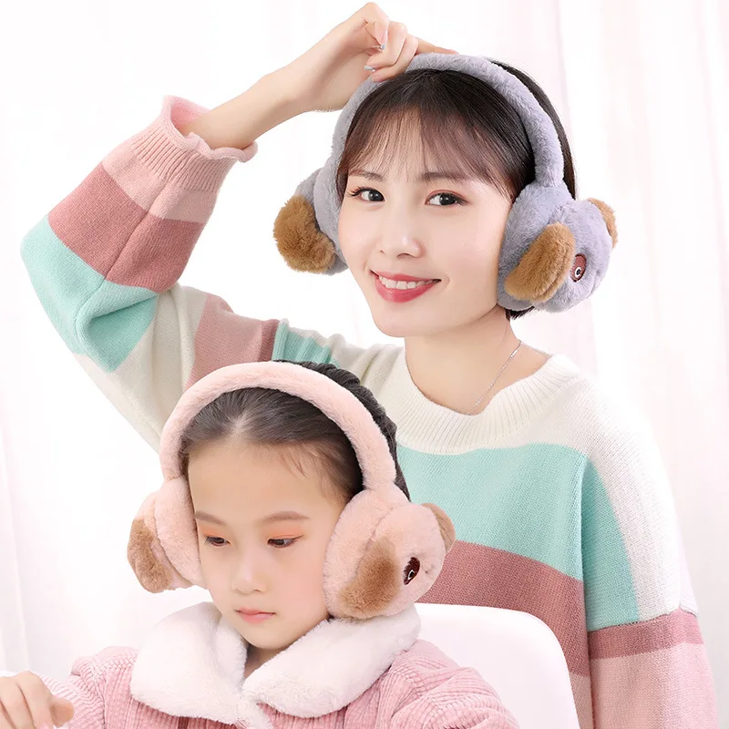 Новые милые зимние теплые наушники для мальчиков и девочек плюшевые детские с
