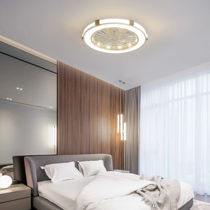 Smart Ceiling Fan with Remote Control Dimmable Indoor Home Decor 50cm Light Modern Wood Lighting Circular | Лампы и освещение