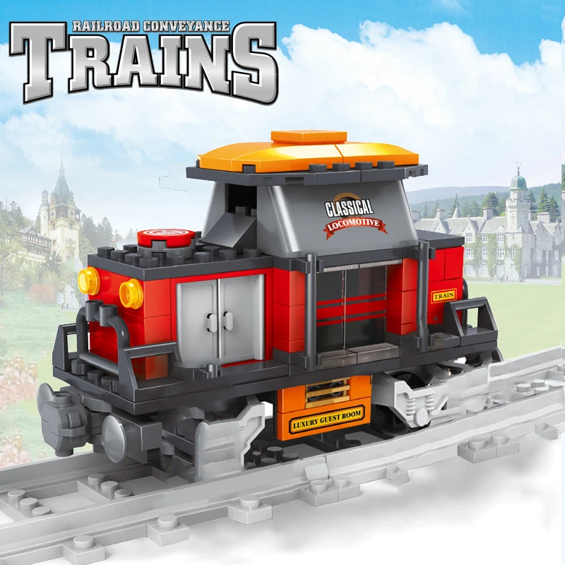 

AUSINI Railroad Conveyance Building Blocks Toys Train Model Guard Figure Railway Brick for Children Design City Creator Boys Toy