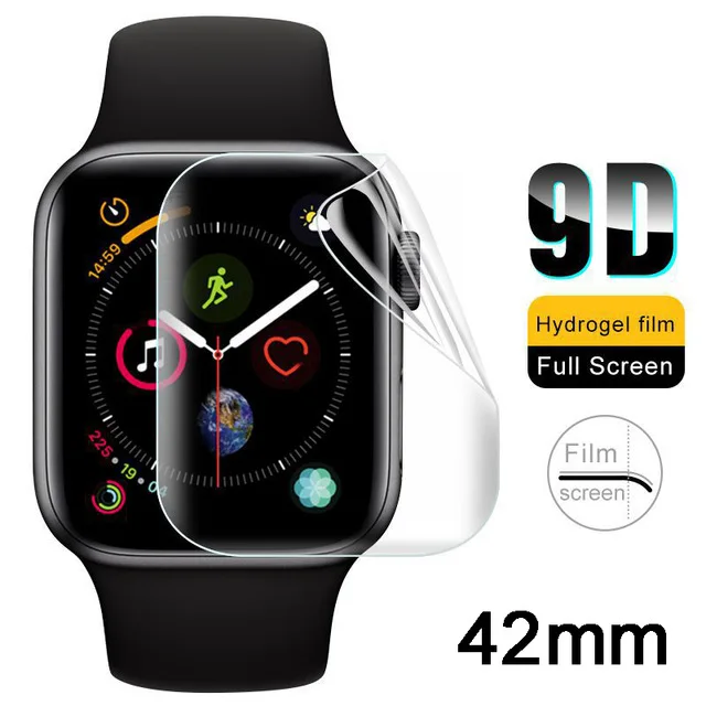 Гидрогелевая пленка для Apple Watch 5, 44 мм, 40 мм, мягкая защитная пленка на весь экран, изогнутая пленка для iwatch 5, 4, 3, 2, 1, 42 мм, 38 мм - Цвет: Transparent 42mm
