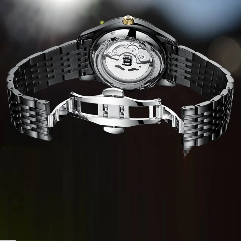 Швейцарские мужские деловые Автоматические наручные часы BINGER из нержавеющей