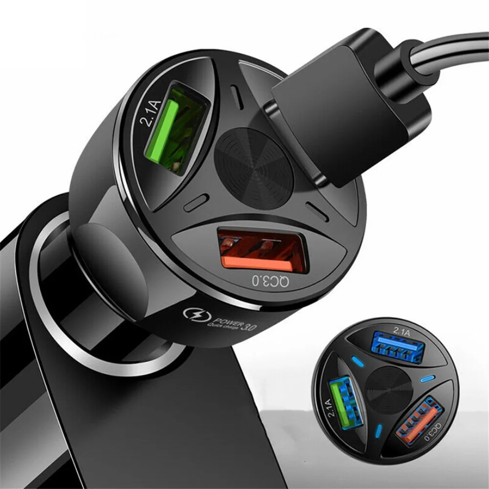 USB Автомобильное зарядное устройство адаптер 3 порта Usb светодиодный дисплей