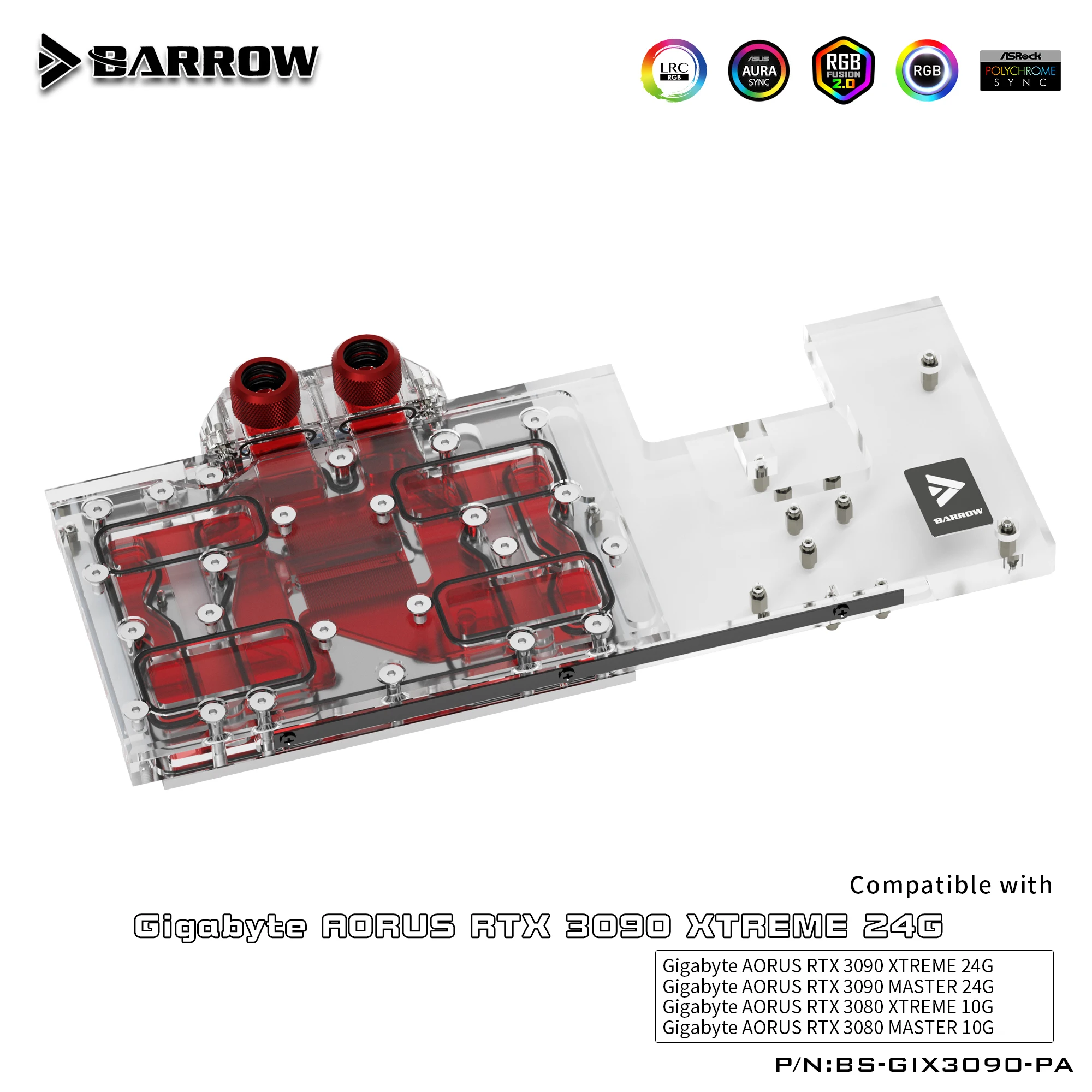 Barrow 3090 3080 GPU водяной блок для Gigabyte AORUS RTX XTREME полное покрытие 5v ARGB Cooler BS GIX3090 PA|Кулеры