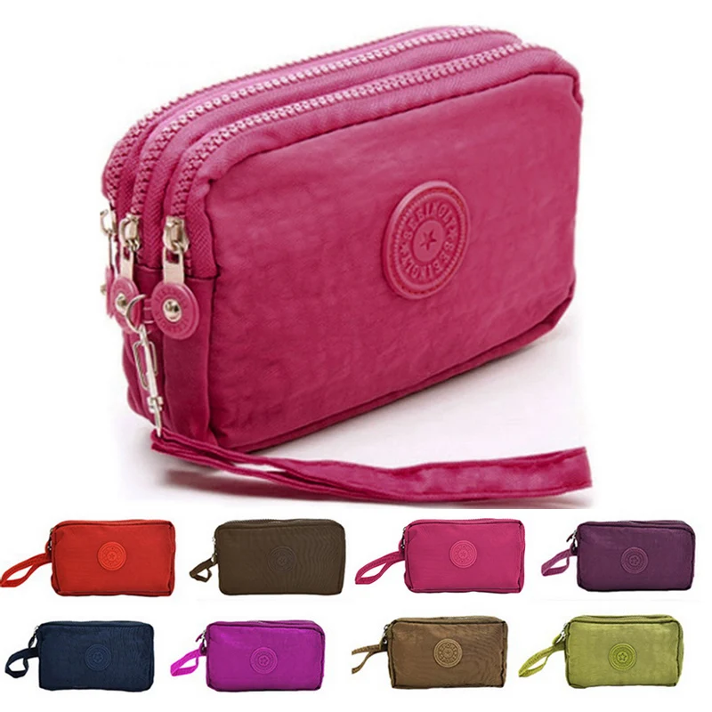 Длинные женские кошельки с трехслойной молнией клатч кошелек для монет холщовые