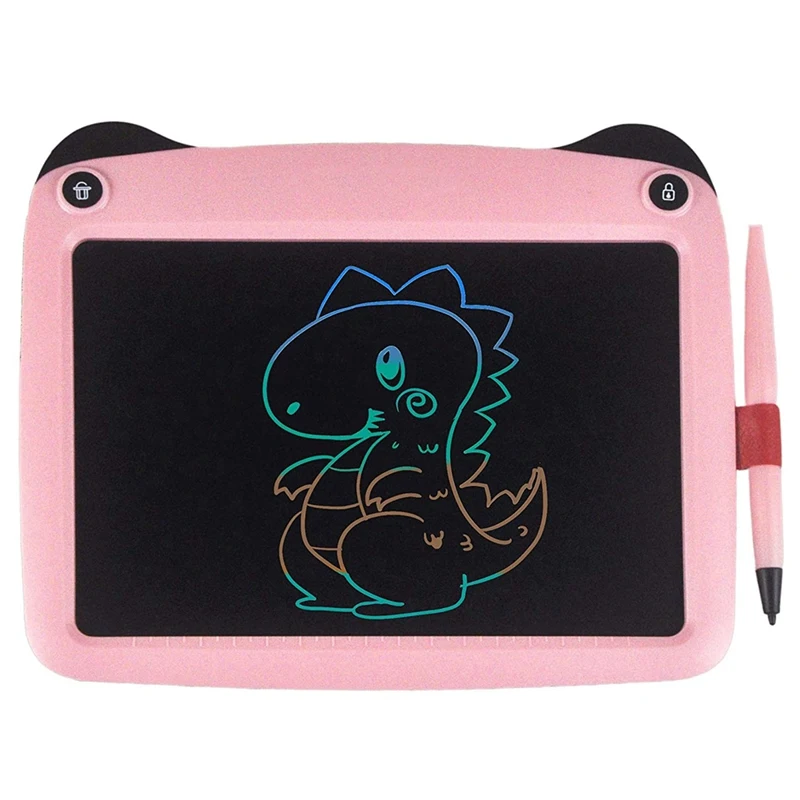 

Красочные ЖК-дисплей планшет для письма для детских игрушек, 9 дюймов доска для рисования и письма с замком Кнопка удаления данных (розовый)