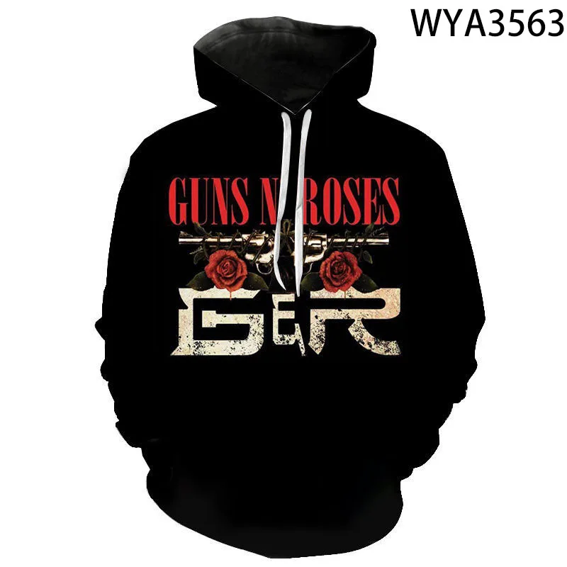 Толстовки унисекс с 3D-принтом Guns N Roses уличный пуловер длинным рукавом для