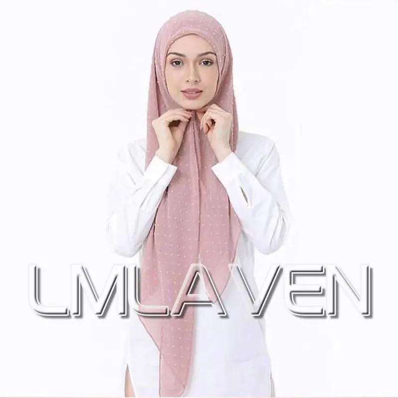 Новинка 2020 шифоновый хиджаб с помпоном Женская длинная шаль простые