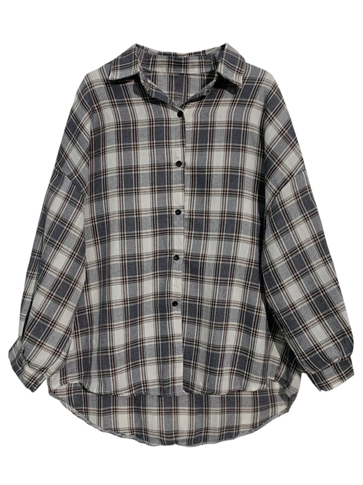 

Plaid Shirt coat women's summer 2021 spring and autumn Korean version loose Hong Kong style shirt over long sleeves