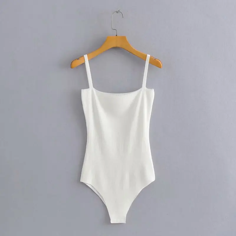 

Women Fashion Sexy One-neck Sleeveless Suspender Bodysuit Simple Solid Color Skinny Chic Female Bodysuit