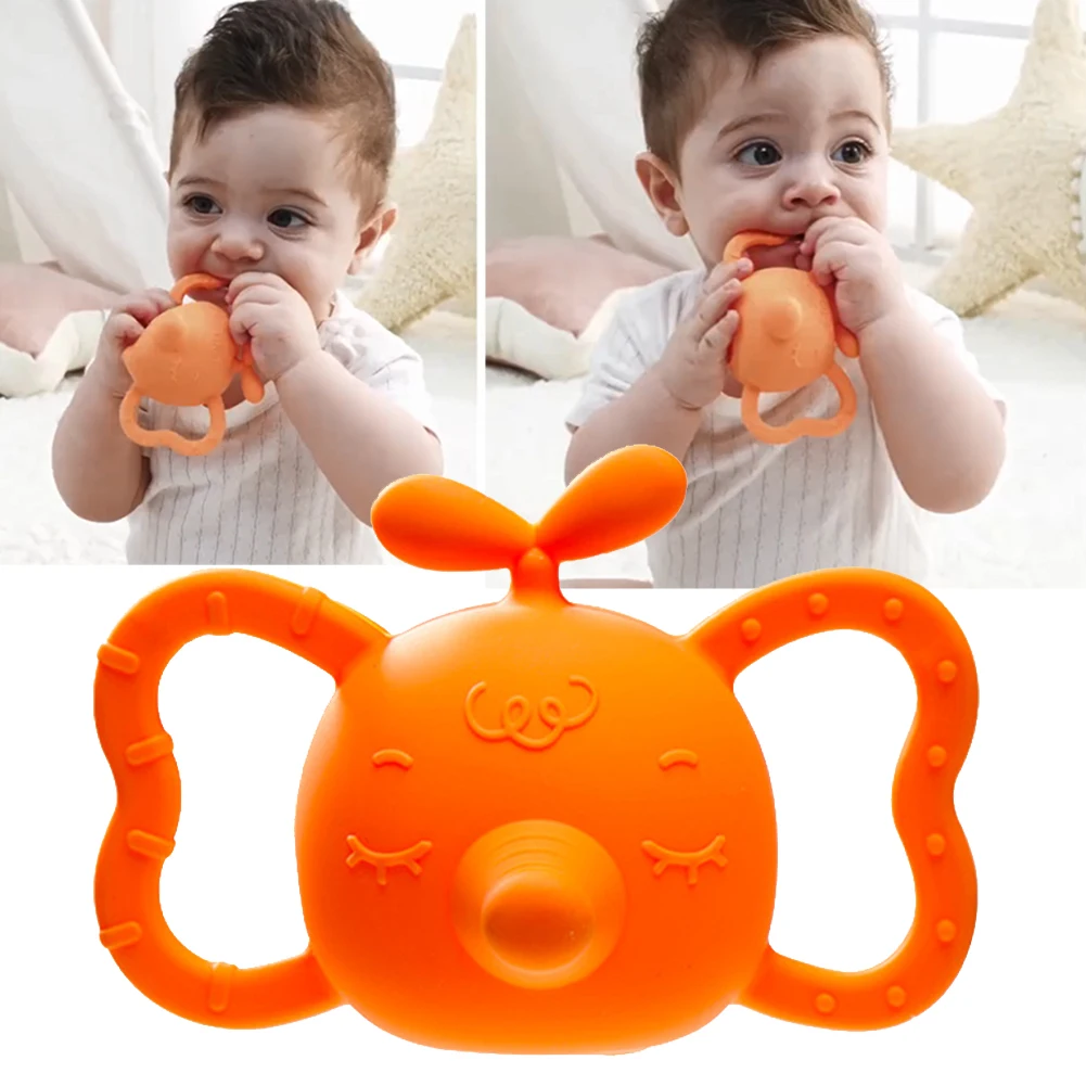 

Jingle Shaking Bell Infant Toys Cartoon Elephant Baby Teether Soft Safety Pacifier Funny Skin-friendly Nipple