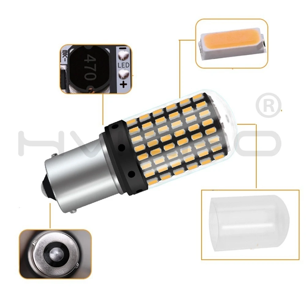 2X1156 BA15S BAU15S 7440 P215W светодиодные задние лампы, стоп-сигнал, автомобильная лампа заднего хода, дневной ходовой светильник, белый, желтый, DC 12V 24V