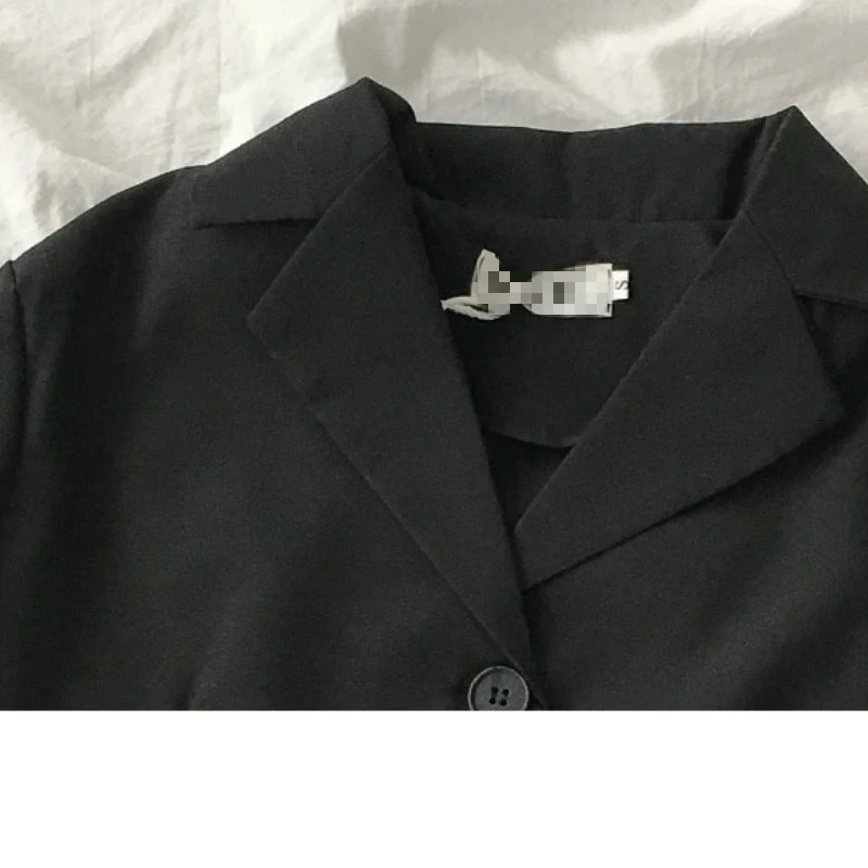 

Women Sets Black Crop Tops Short Sleeve Shirts A-line High Waist Mini Skirts All-match Korean Style Casual Fashion Trendy Solid