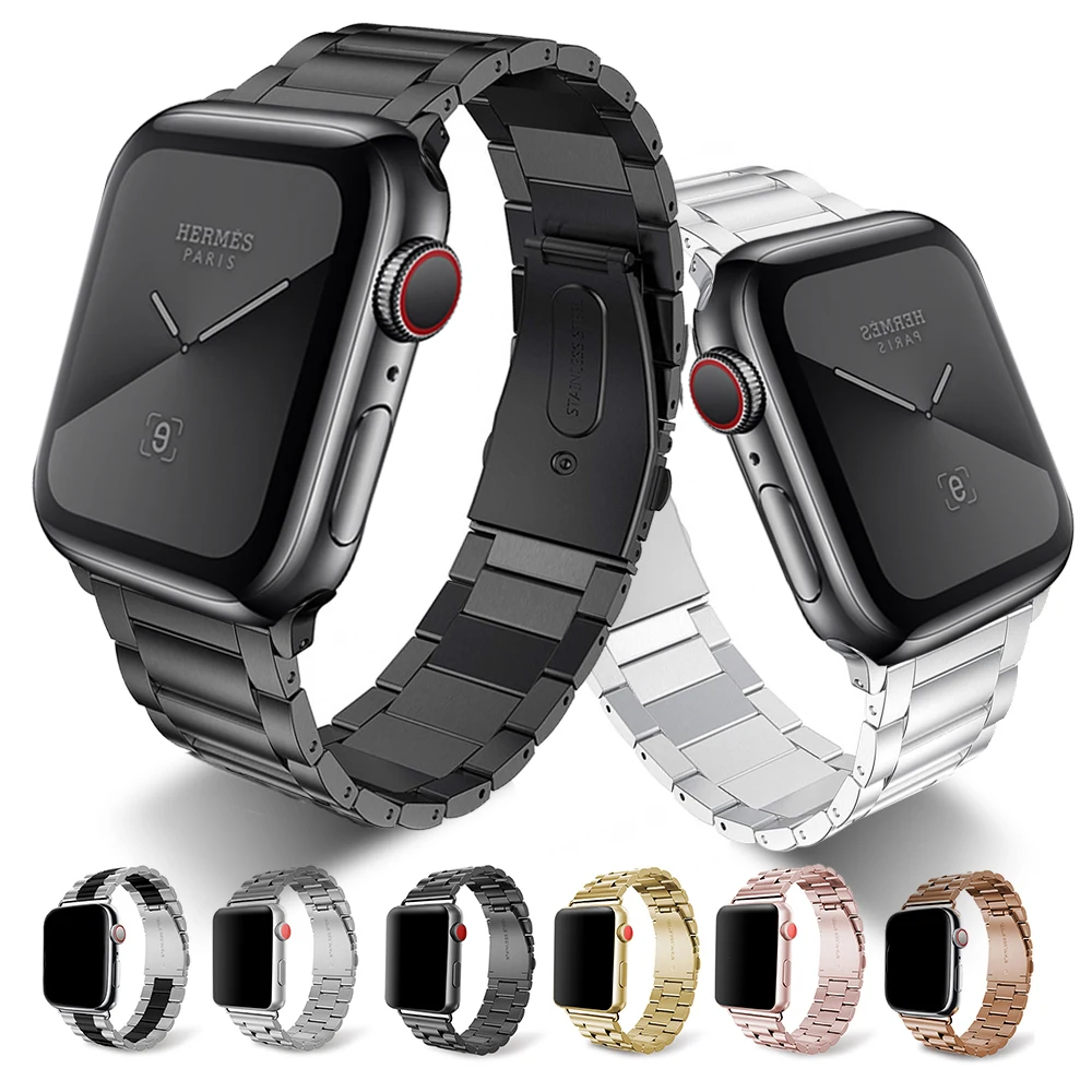Ремешок из нержавеющей стали для Apple Watch Band 42 мм 38 Series 5 4 3 2 1 сменный металлический