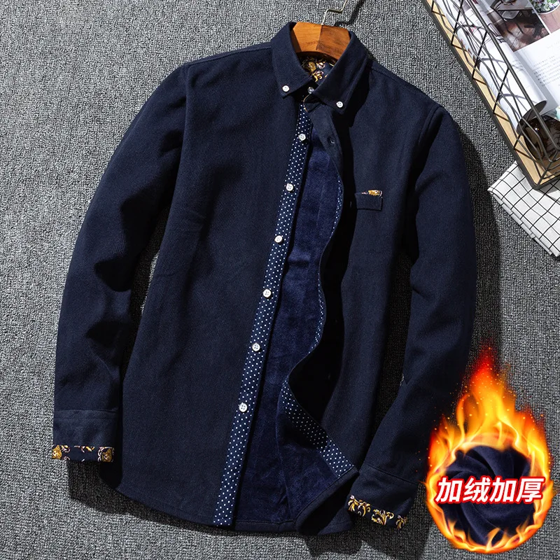 

Winter Corduroy Warm Shirt Men Plus Velvet Thick Casual All-match Shirt Oversized M-5XL