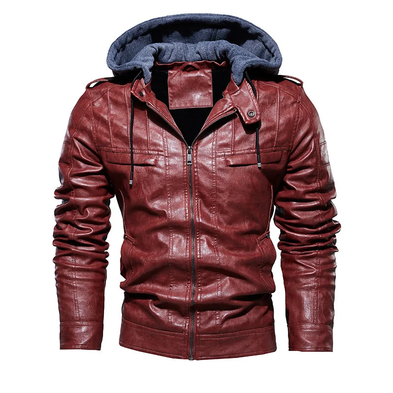 

New cashmere men's PU leather clothes autumn and winter 2019
