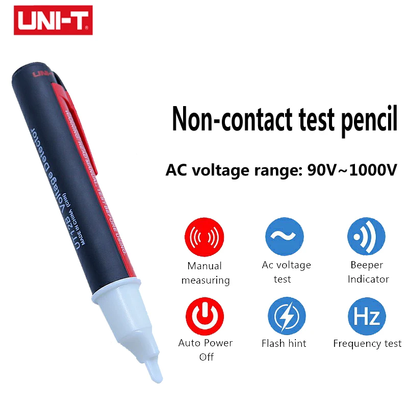 

UNI-T UT12B AC Voltage Detector Pen 90V-1000V Auto Power Off Beeper Vibrating Electricity Detector