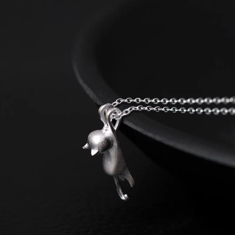 Ожерелье серебряного цвета с подвеской в виде кошек гладкое ожерелье двух стилях